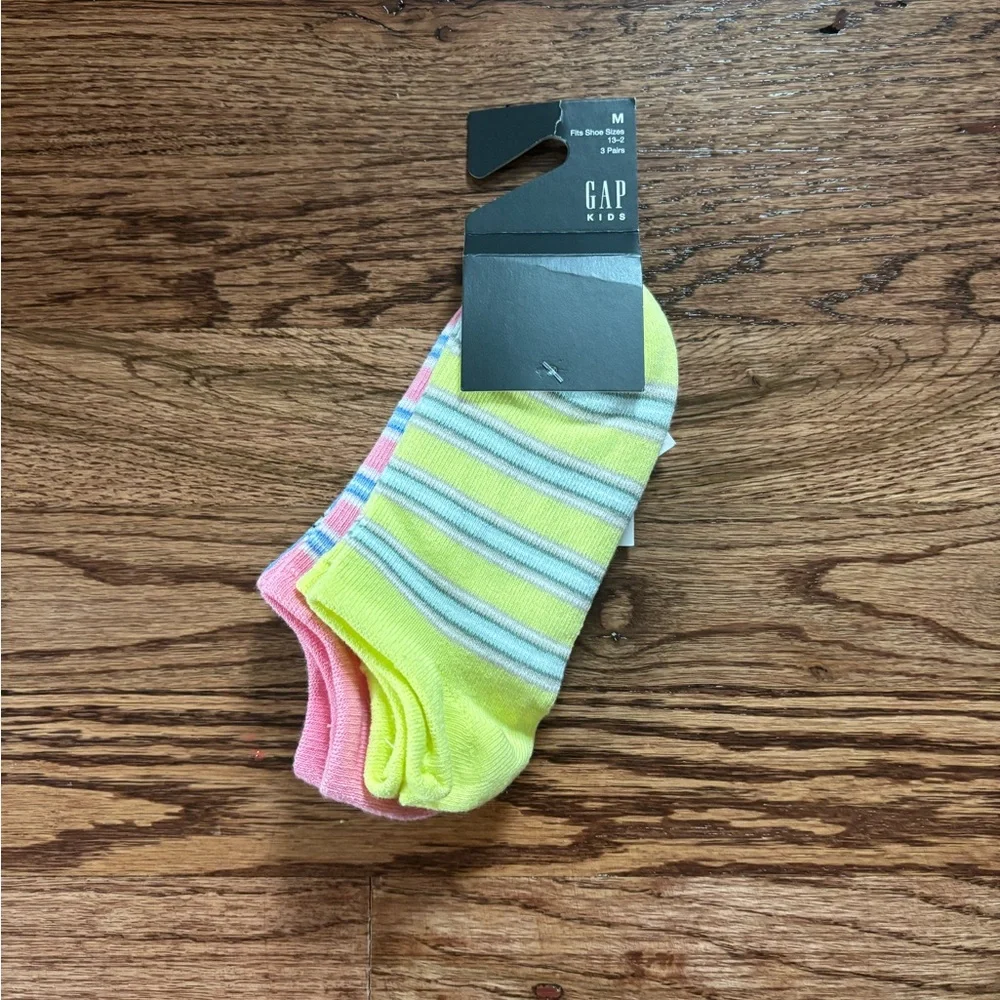 NWT GAP Kids Colorful Striped No Show Socks - Yellow, Pink, Blue